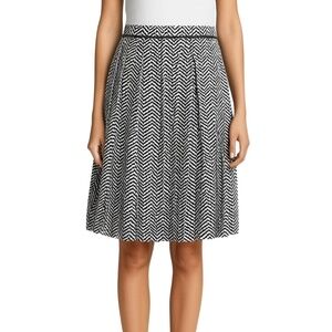 MAX STUDIO Black White Pleated Herringbone Knee-length Chic Skirt Womens Small